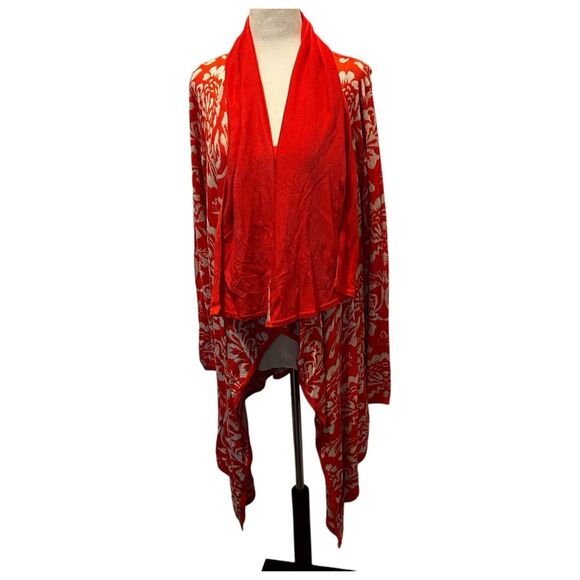 KATE & MALLORY XLARGE Jacquard Cardigan Sweater & Knit Tunic SET Orange Beige - Picture 3 of 13